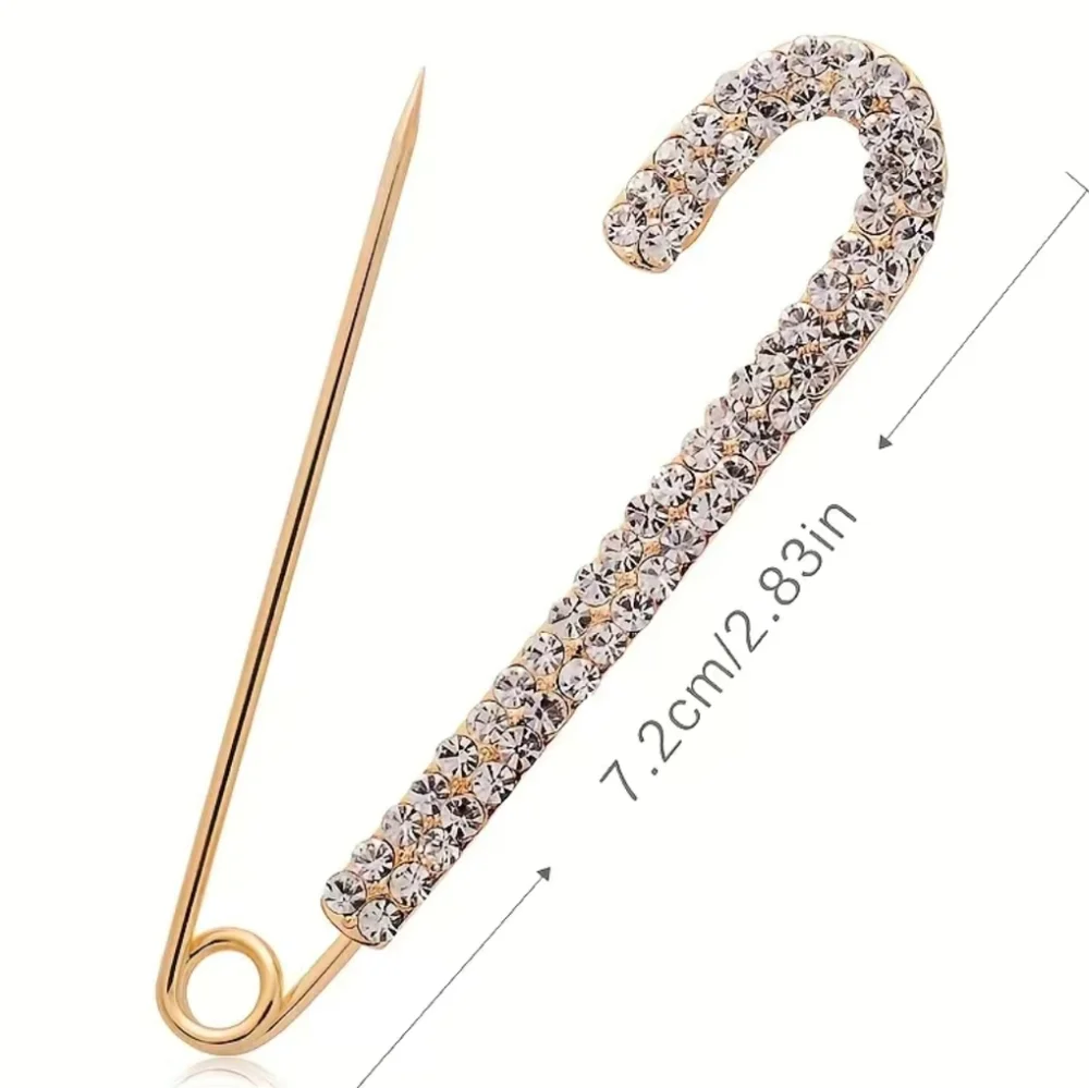 Rhinestone Gold Safety Pin Brooch Pin GOLD